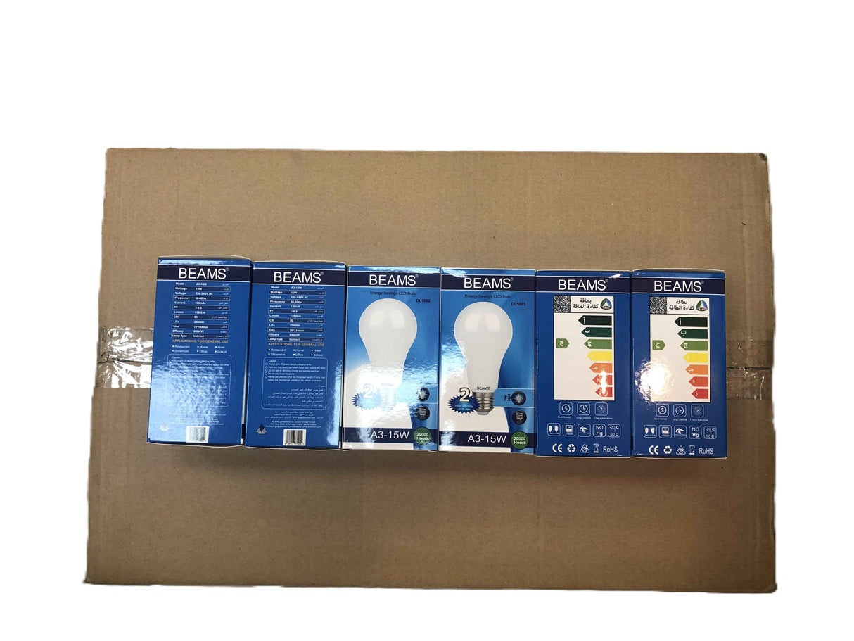 BEAMS | LED Light Bulb | A3-15Watts | E27 | 6500K-Day Light | 1 Box (40pcs.)