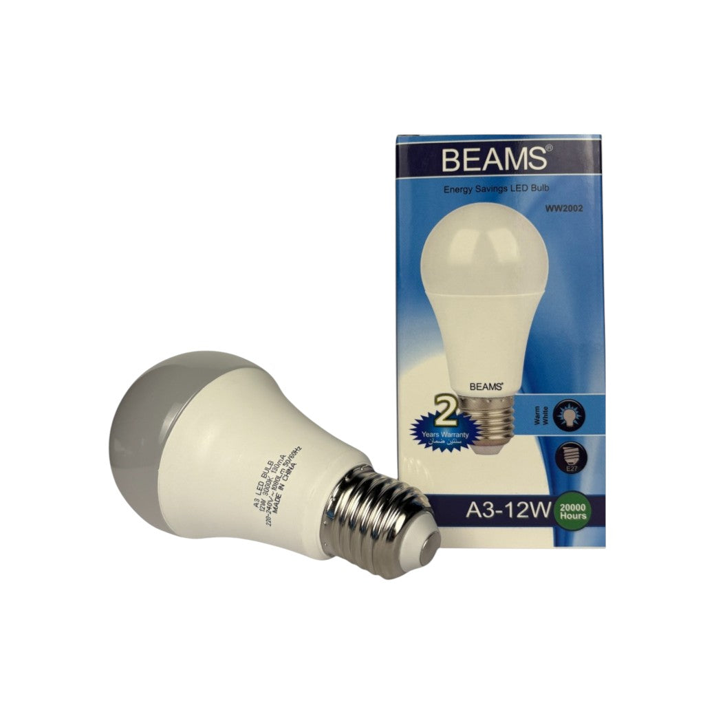 BEAMS | LED Light Bulb | A3-12Watts | E27 | 3000K-Warm White - Al Suroor Markets