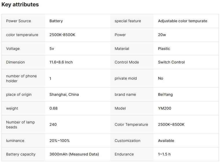 20W Selfie Portable Phone Rechargeable Ring Light | Adjustable Fill Light with Bluetooth | Tripod Light Stand for Live Stream