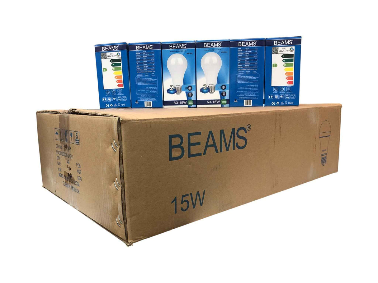 BEAMS | LED Light Bulb | A3-15Watts | E27 | 3000K-Warm White | 1 Box (40pcs.)