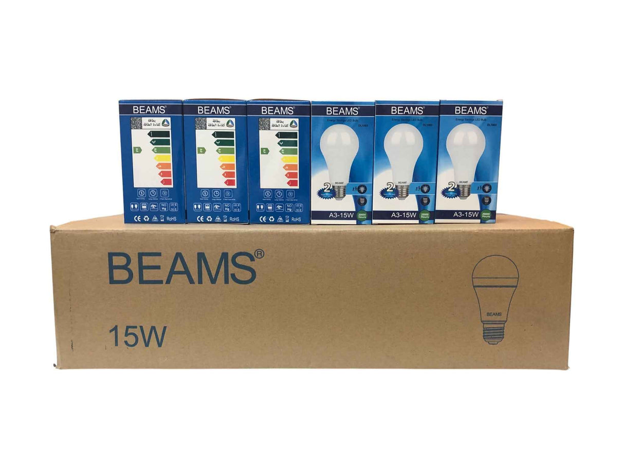BEAMS | LED Light Bulb | A3-15Watts | E27 | 6500K-Day Light | 1 Box (40pcs.)