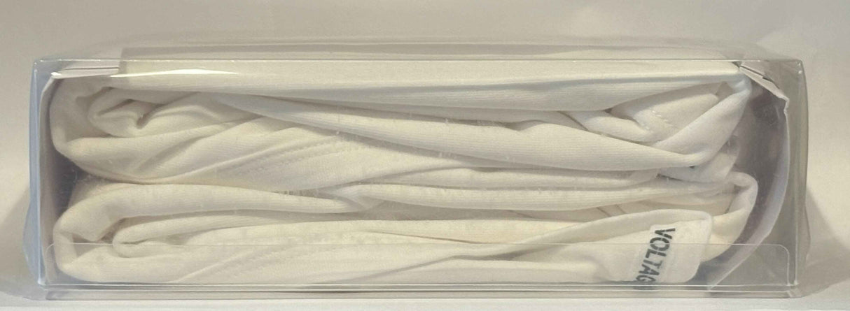 تيشيرتات VOLTAGE برقبة على شكل حرف V | قطن سترتش عصري | 95% قطن، 5% سباندكس | أبيض | عبوة من قطعتين