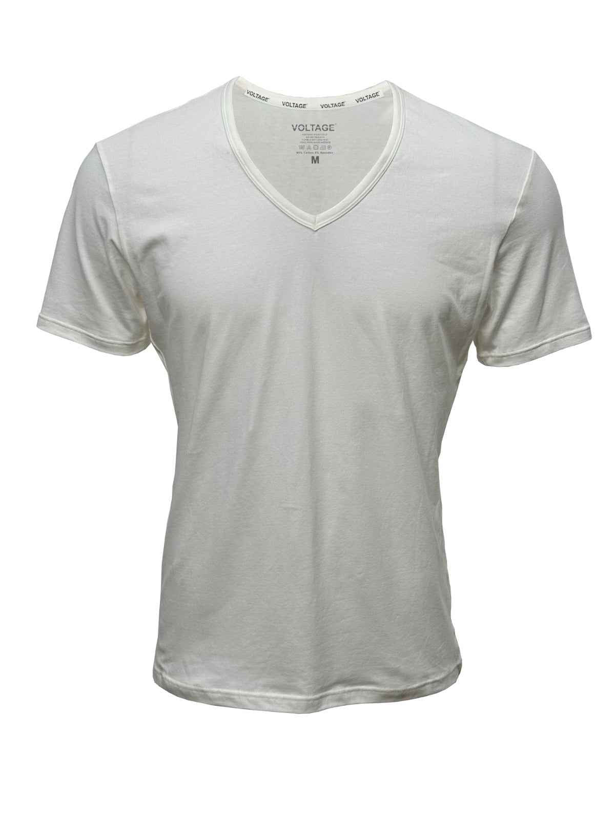 VOLTAGE V-Neck T-Shirts | Modern Cotton Stretch | 95% Cotton 5% Spandex | White | 2-Pack - Al Suroor Markets