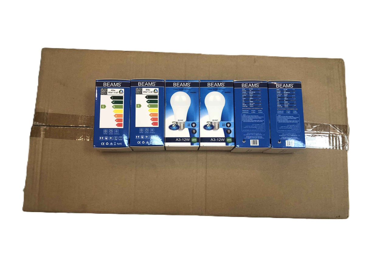 BEAMS | LED Light Bulb | A3-12Watts | E27 | 3000K-Warm White | 1 Box (50pcs.)