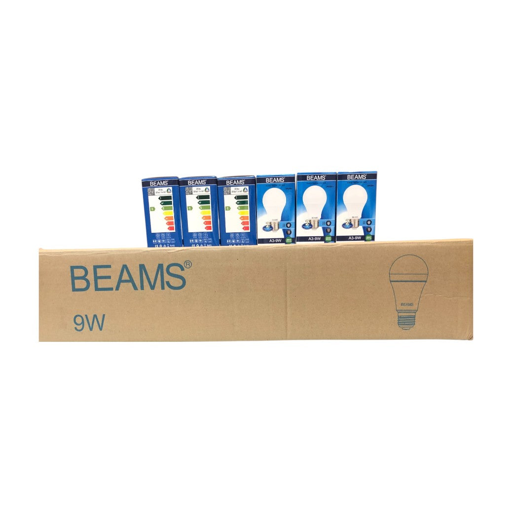 BEAMS | LED Light Bulb | A3-9Watts | E27 | 3000K-Warm White | 1 Box (50pcs.)