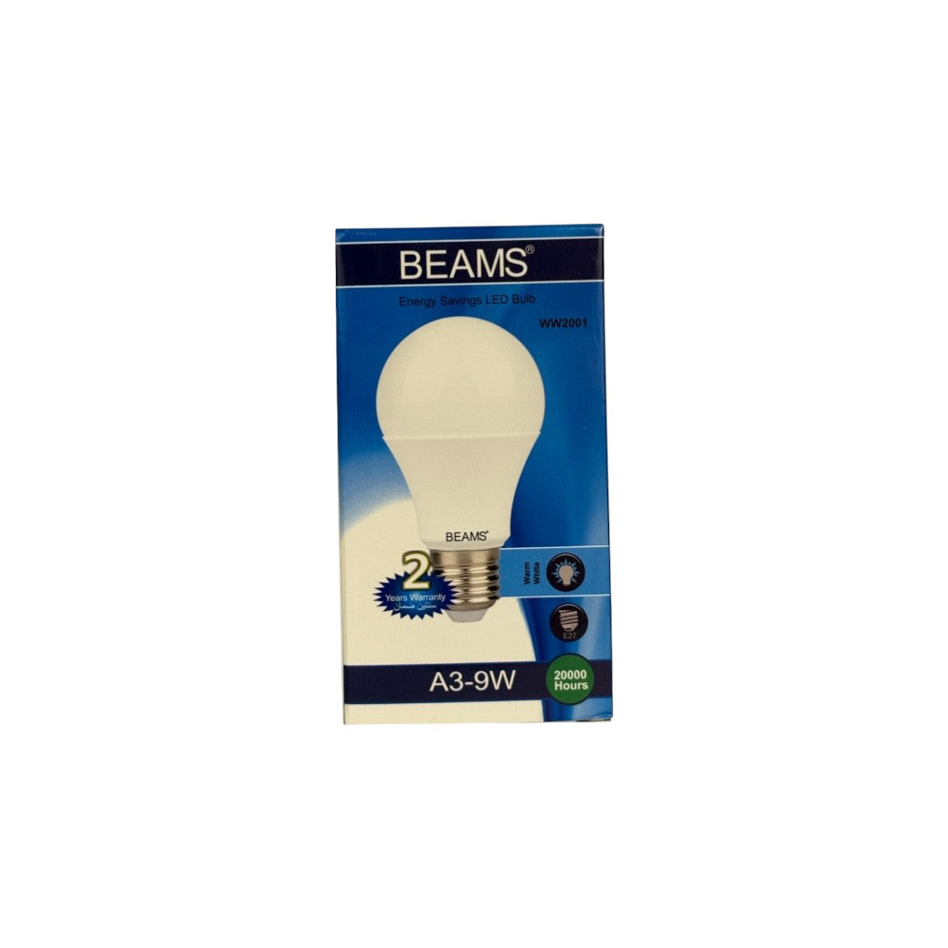 BEAMS | LED Light Bulb |  A3-9Watts | E27 | 3000K - Warm White - Al Suroor Markets