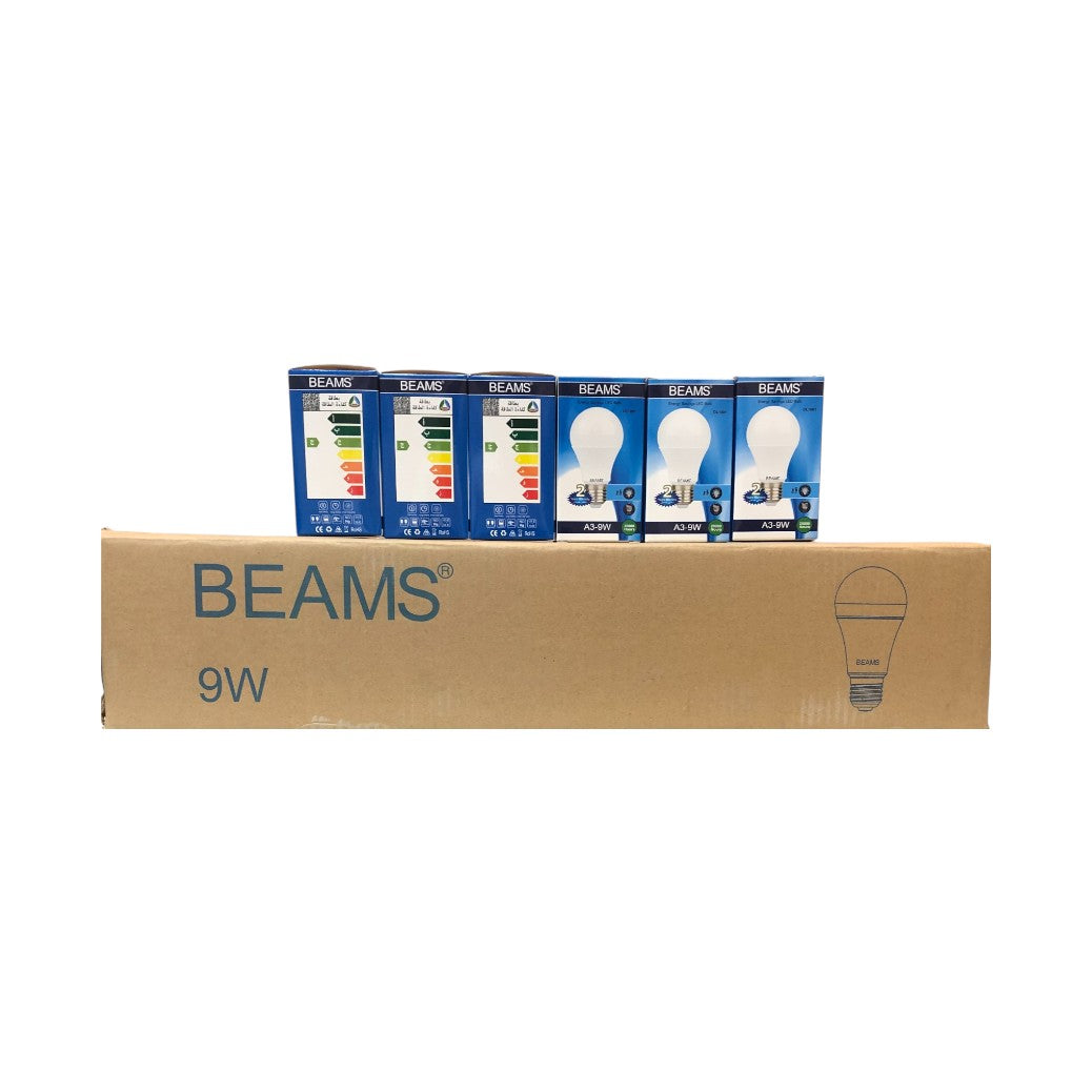 BEAMS | LED Light Bulb | A3-9Watts | E27 | 6500K-Day Light | 1 Box (50pcs.)