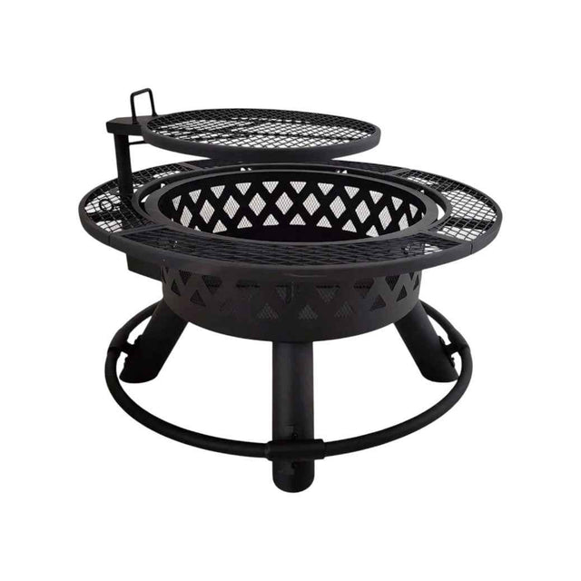 Outdoor Steel Wood-Burning Fire Pit with BBQ Grill Grate | Medium size