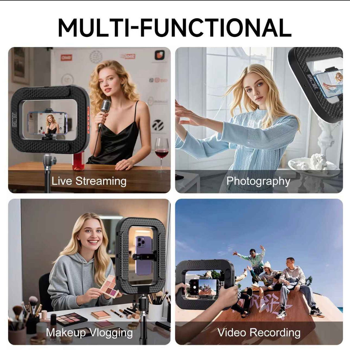 20W Selfie Portable Phone Rechargeable Ring Light | Adjustable Fill Light with Bluetooth | Tripod Light Stand for Live Stream