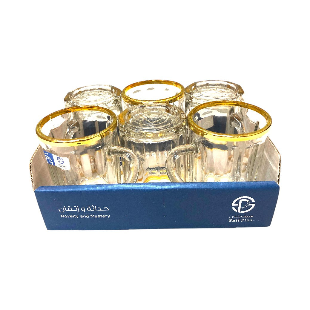 Saif Plus Gold Shahi teacup 1 set, 6 pieces 002-0002