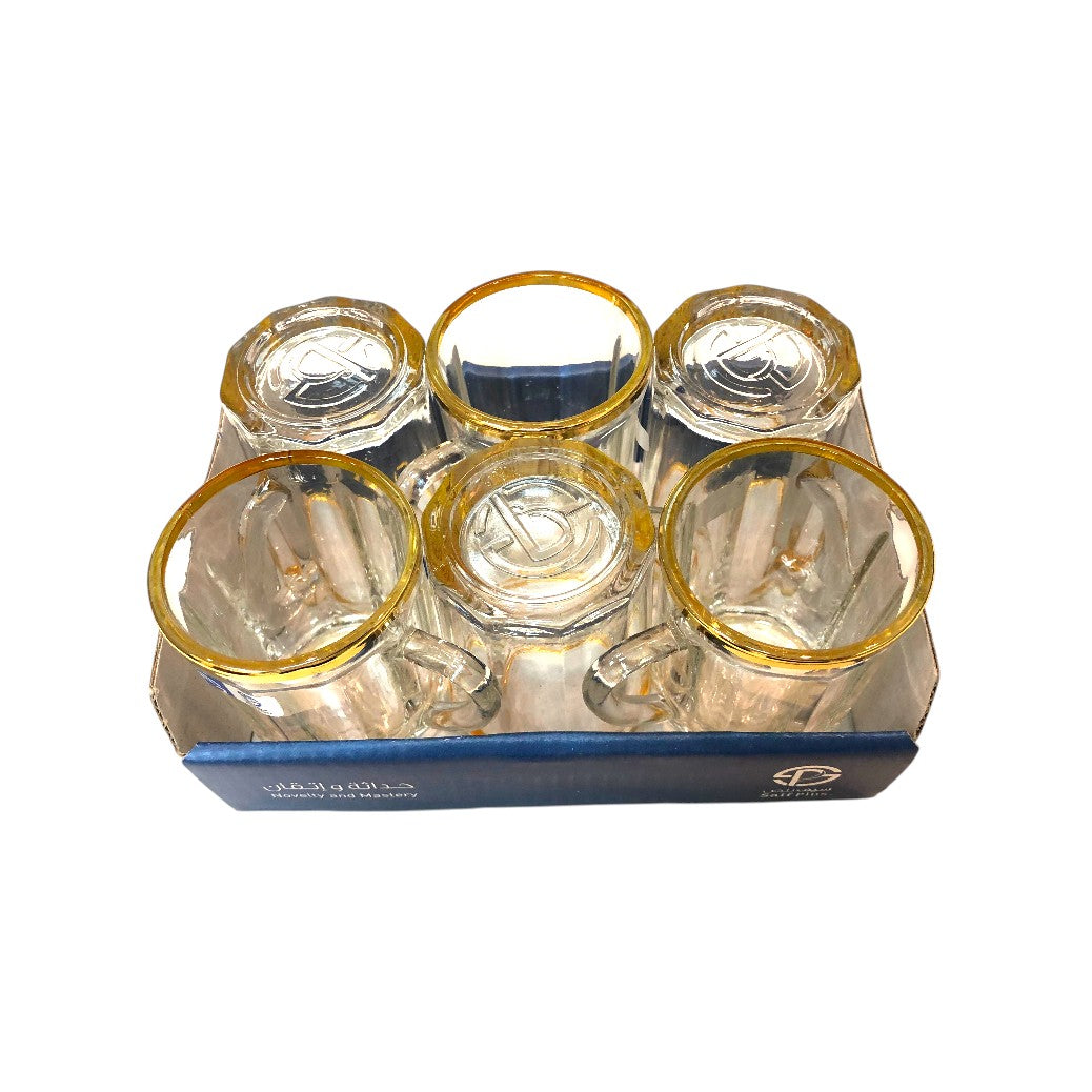 Saif Plus Gold Shahi teacup 1 set, 6 pieces 002-0002